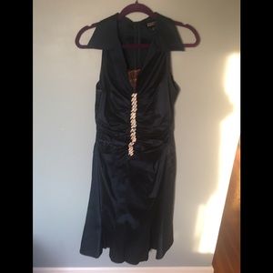 Customized navy dress iridescent jewels